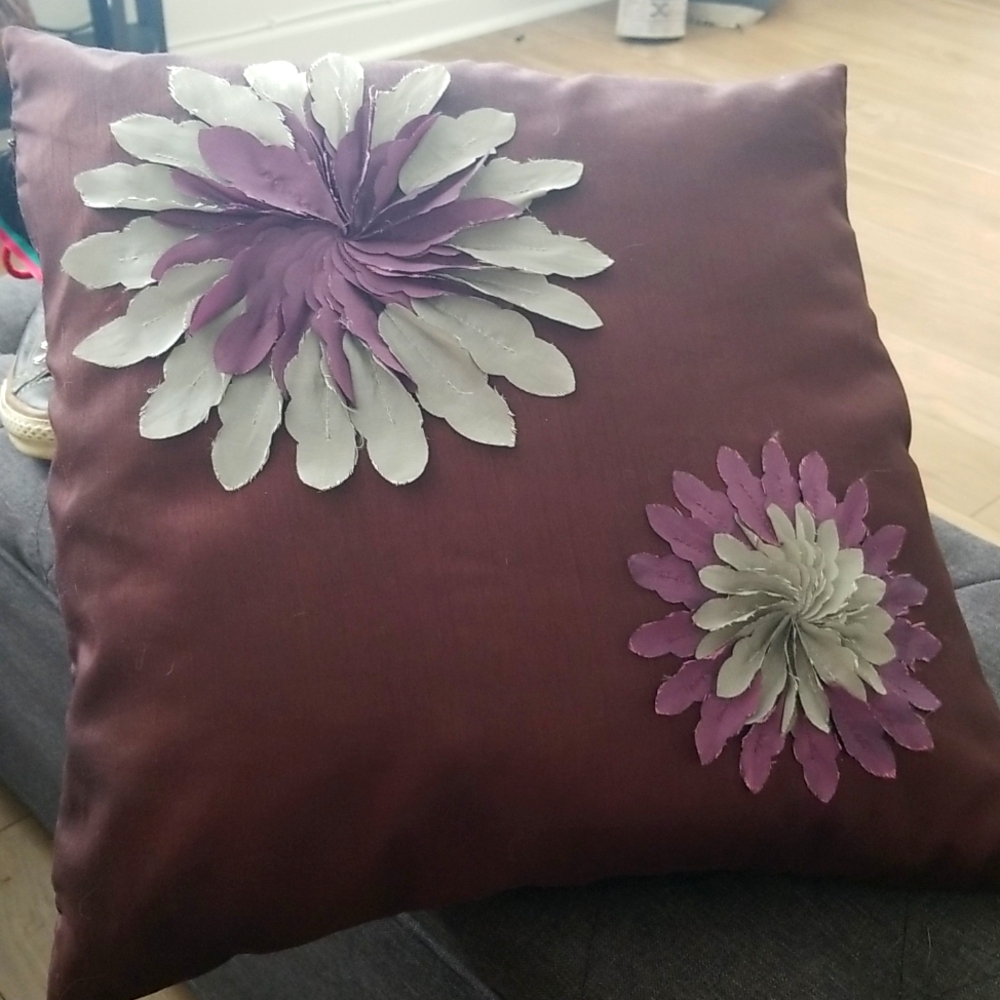 Deep Plum Gray 3D Accent Pillow